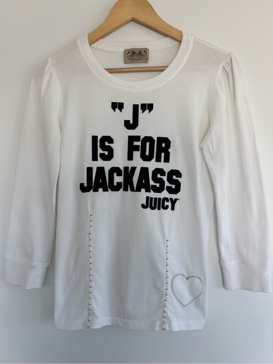 Juicy Couture Tops - Juicy couture “J is for Jackass” rare vintage y2k white longsleeve tshirt
